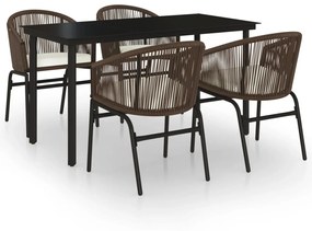 vidaXL 5 részes barna kerti étkezőgarnitúra