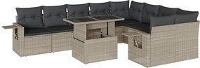 vidaXL 10 részes világosszürke polyrattan kerti ülőgarnitúra párnákkal