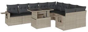 vidaXL 10 részes világosszürke polyrattan kerti ülőgarnitúra párnákkal