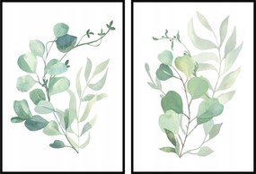 Virágok levelek grafika botanika 2db 30x40cm diptikus poszter lakásba