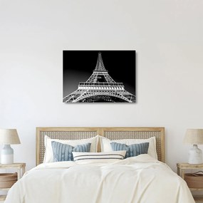 Üveg kép - Eiffel-torony, fekete-fehér (70x50 cm)