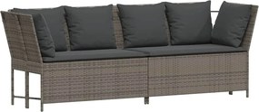 vidaXL szürke polyrattan kerti kanapé párnákkal