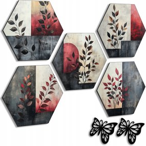 5 db Kép Nappaliba Falra Lézervágott Kép Szett Geometriai 3D