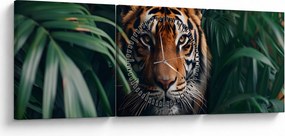 Kép - Egy tigris portréja a dzsungelben (órával) (90x30 cm)