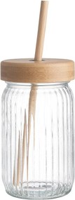 GREEN TASTE üveg pohár bambusz tetővel és szívószállal 450ml
