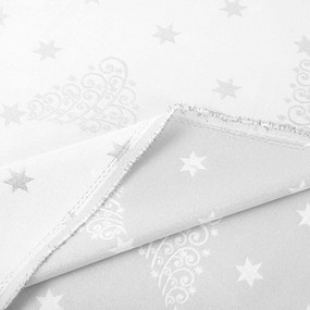 Goldea karácsonyi teflon szövet terítőknek - ezüstszínű karácsonyfák és csillagok 160 cm