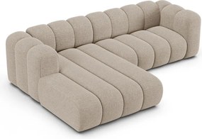 Bézs zsenília sarokkanapé (bal oldali-heverő résszel) Lupine – Micadoni