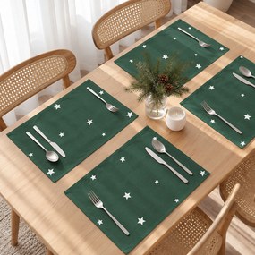 Goldea karácsonyi pamut reggeliző alátét - csillagok sötétzöldön - 2db 30 x 40 cm