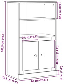 Nappali szekrény Fekete tölgy 60x35.5x103.5 cm Összeszerelt fa