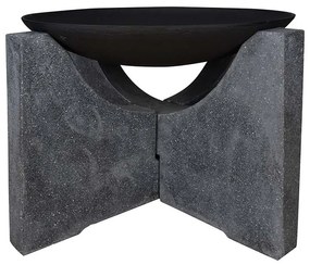 Fém tűzrakó tál, terrazzo gránit állványon, 60 cm átmérőjű
