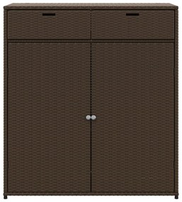 barna polyrattan kerti tárolószekrény 105 x 55 x 113 cm