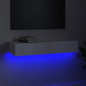 Magasfényű fehér TV-szekrény LED lámpákkal 90 x 35 x 15,5 cm