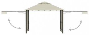 krémszínű pavilon dupla kibővített tetővel 3x3x2,75 m 180 g/m²