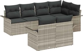 vidaXL Kerti Kanapé Szett párnával 7 pcs Világosszürke polirattan
