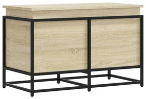 sonoma tölgy színű szerelt fa tárolóláda fedéllel 80x40x51,5 cm
