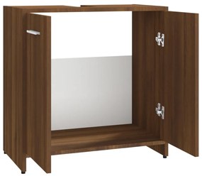 barna tölgy színű szerelt fa fürdőszobaszekrény 60x33x60 cm
