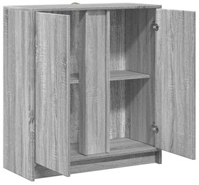 szürke sonoma szerelt fa tálalószekrény LED-del 77 x 34 x 85 cm