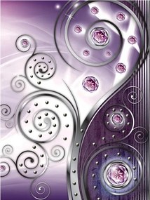 Fotótapéta Lila Ezüst vinil díszek 184x254 +ragasztó