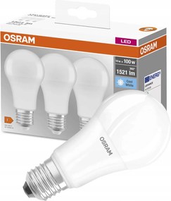3x Led izzó E27 A60 13W 100W 1521lm 4000K Semleges 360° Osram