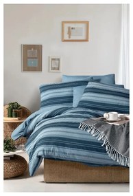 Kék kétszemélyes hosszabbított ágyneműhuzat lepedővel, négyrészes 200x220 cm Stripes – Mila Home