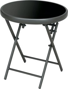 Outsunny Összecsukható Oldal Asztal, Üveg Összecsukható Asztal, Kis Kerti Asztal, Kerek Végasztal Erkélyre, Teraszra, Nappaliba, Irodába, 45 x 45 x 50