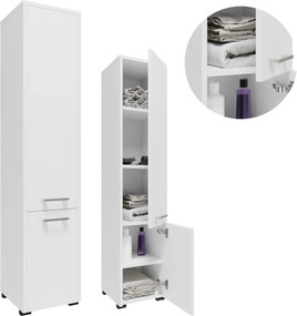 Fürdőszoba szekrény F1402DBIA fehér 140cm álló akasztós oszlop polcos szekrény