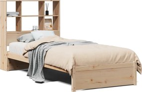 vidaXL tömör fenyőfa könyvespolcos ágy matrac nélkül 90 x 190 cm