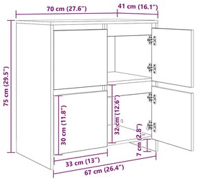 Oldalszekrények 2 pcs kézműves tölgy 70 x 41 x 75 cm Faanyag