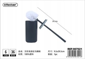 Fekete téglalap alakú WC-szett hullámos mintával