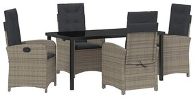 vidaXL Kert étkező szett párnával 5 pcs Szürke polirattan