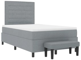 Box Spring Ágy Matraccal és Pad Világosszürke 120x190 cm Szövet