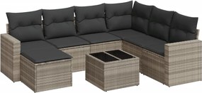 vidaXL 8 részes világosszürke polyrattan kerti ülőgarnitúra párnával