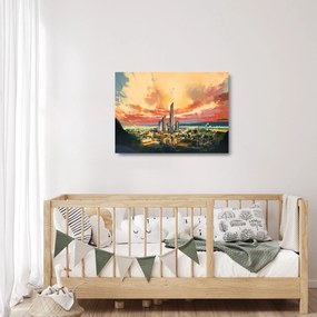 Üveg kép - Festett város (70x50 cm)