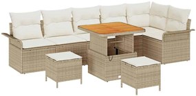 vidaXL Kerti Kanapé Szett párnával 9 pcs Bézs polirattan