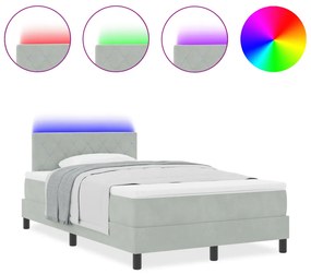 Box Spring Ágy Matraccal &amp; LED Szürke 120x190 cm Bársony