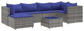 7 részes szürke polyrattan kerti ülőgarnitúra párnákkal