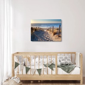 Kép - Út az északi-tengeri strandra, Hollandia (üvegen) (70x50 cm)