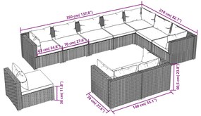 10 részes barna polyrattan kerti ülőgarnitúra párnákkal