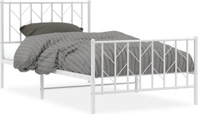 vidaXL fehér fém ágykeret fej- és lábtámlával 100 x 190 cm