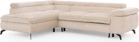 Bézs kordbársony sarokkanapé (bal oldali-L alakú) Marbeya – Ropez