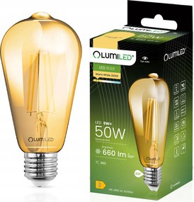 Led izzó E27 Edison ST64 6W Amber Filament Dekoratív Borostyán