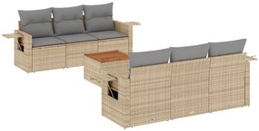 vidaXL 7 részes vegyes bézs polyrattan kerti ülőgarnitúra párnákkal