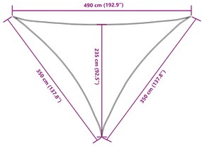 antracitszürke háromszögű oxford-szövet napvitorla 3,5x3,5x4,9m