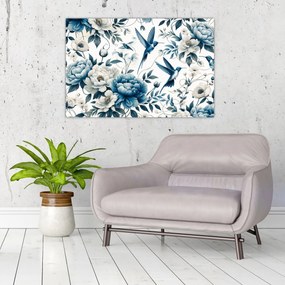 Kép - Kolibrikok virágokkal (90x60 cm)