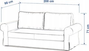 Backabro 3 személyes összecsukható kanapé huzat Ikea sárga-kék