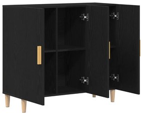 Oldalbord Fekete tölgy 90x34x80 cm Műgyanta fa
