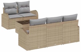 Kerti Kanapé Szett 6 pcs Bézs 55 x 55 x 37 cm Poli rattan