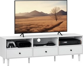 HOMCOM TV Szekrény TV Állvány Fiókokkal, 3 Nyitott Rekesszel, 140 cm hosszú TV Konsol Kábelkezelő Megoldással 75 hüvelykes TV-hez, TV Asztal Nappaliba