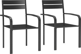 Outsunny 2 darabos kültéri kertiszék szett, rakásolható székek karfával, alumíniumból, sötét szürke | Aosom