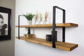 Polc vastag fenyő fa dupla ipari lógó 120cmx25cm